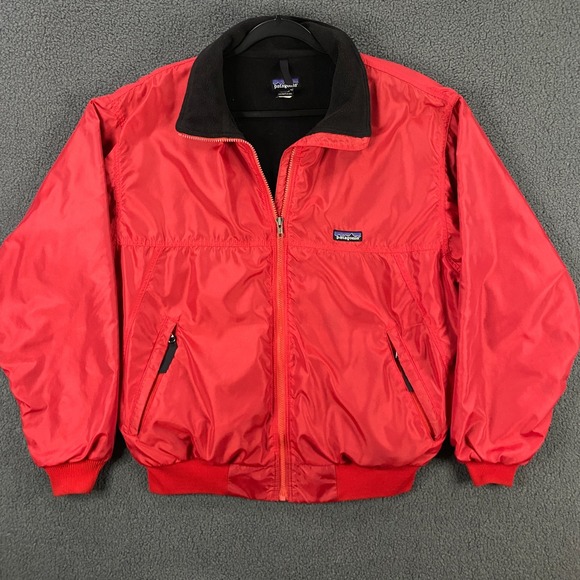 Vintage Patagonia Shelled Synchilla Jacket Mens Medium Fleece Lined Bomber Red
